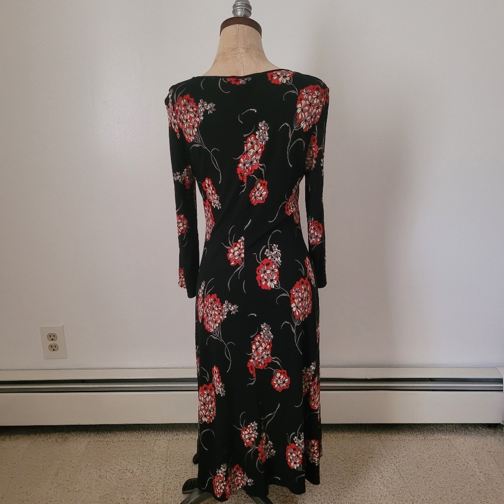 Vintage Laundry by Shelli Segal Black & Red Floral Dress Whimsigoth 6 - Picture 6 of 15